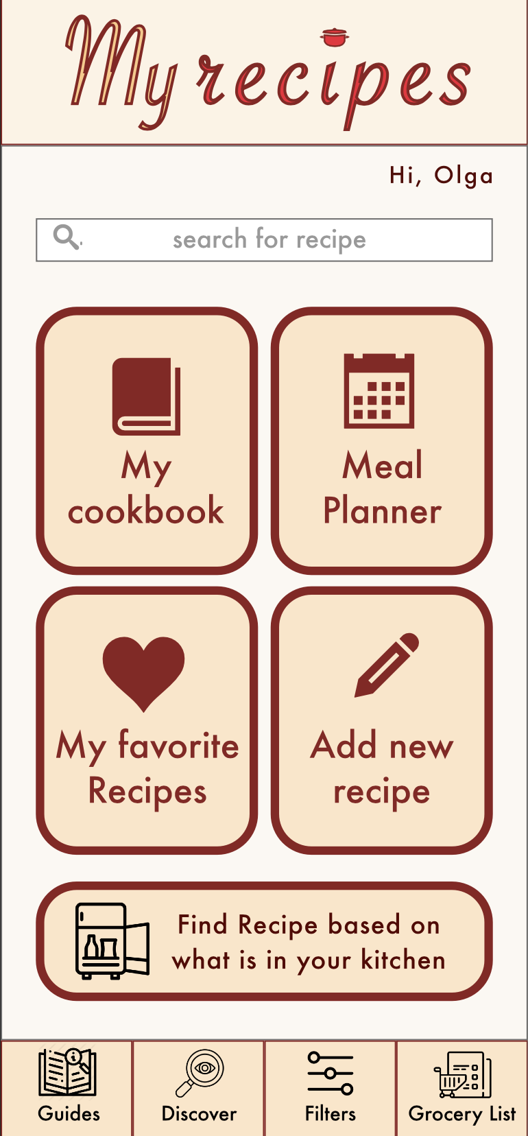 Recipe Application - Home Page