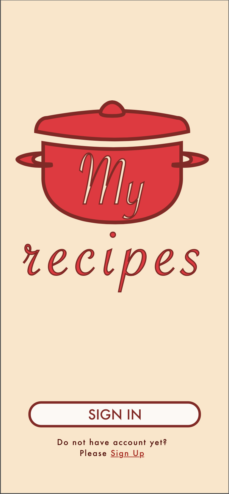 Recipe Application - Start Page