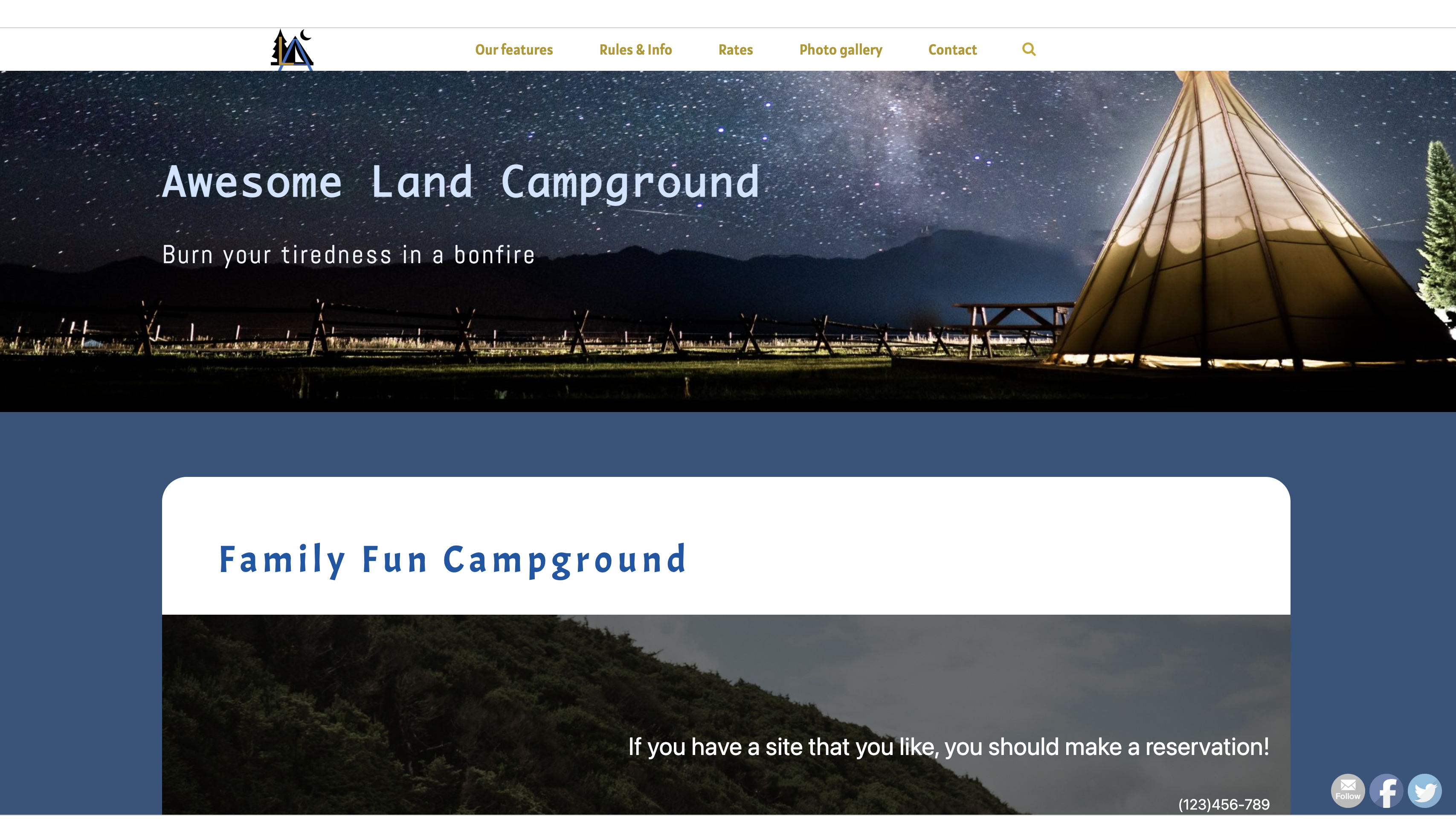 Campgorund Website - Home Page