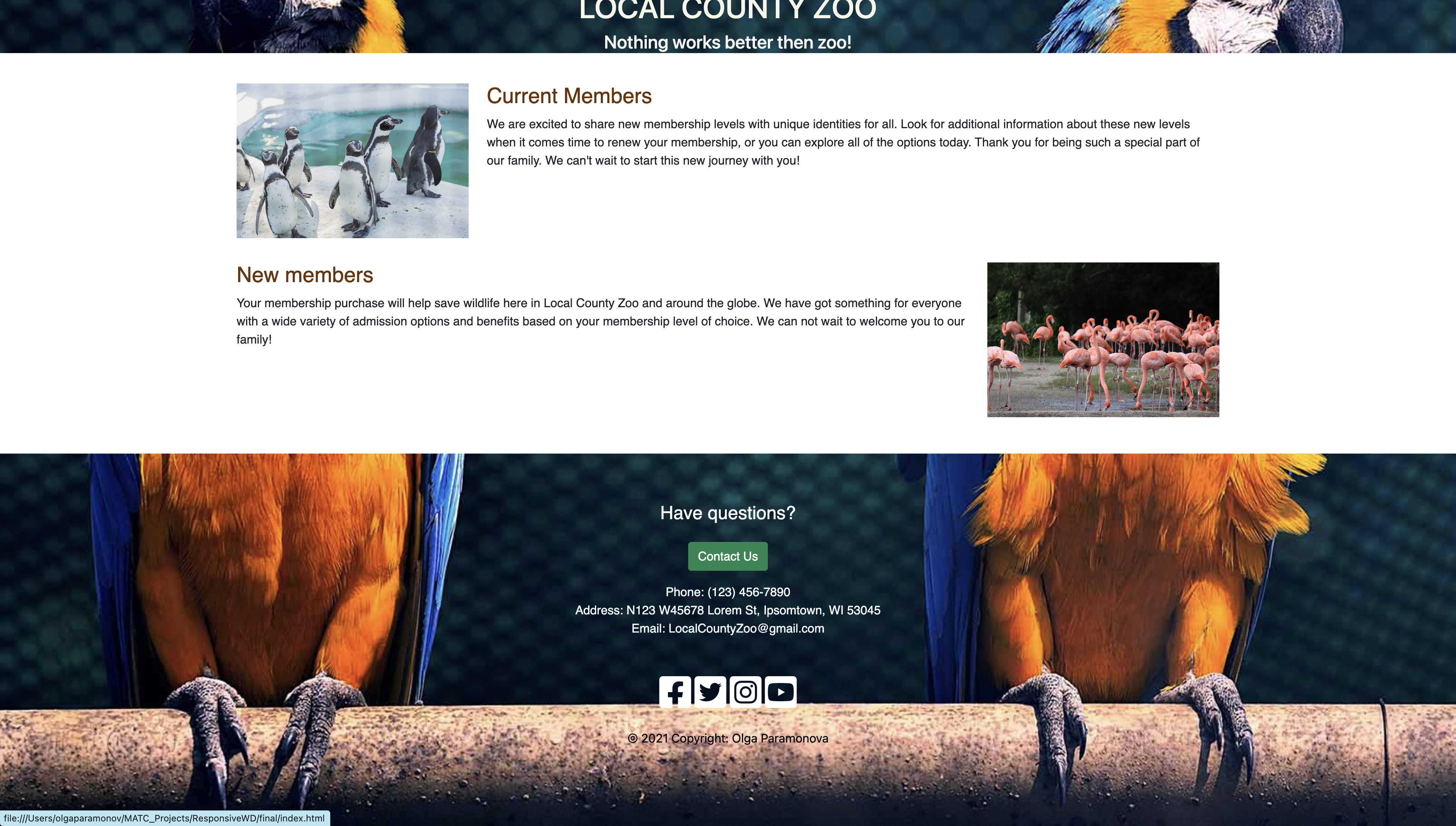 Zoo Website - Career Page